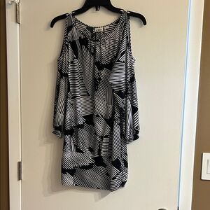 Cato Black and White Geometric Long Sleeve Dress